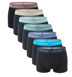 CALVIN KLEIN - boxerky 7PACK cotton stretch black with color waist - exkluzívna limitovaná edícia