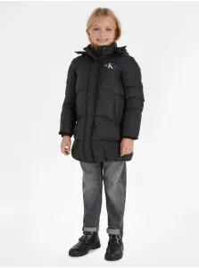 Čierny dievčenský prešívaný kabát Calvin Klein Jeans #7142630