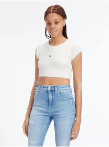 Tričká s krátkym rukávom pre ženy Calvin Klein Jeans - biela #6067796