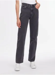 Straight fit pre ženy Calvin Klein Jeans - čierna #6068219