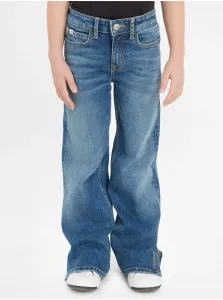 Modré dievčenské široké džínsy modrá Calvin Klein Jeans #7142652