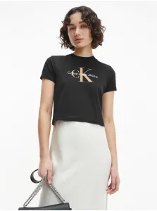 Čierne dámske tričko s potlačou Calvin Klein #631955