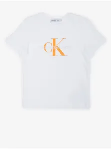 Detské bavlnené tričko Calvin Klein Jeans biela farba, s potlačou #4983337