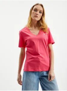 Bavlnené tričko Calvin Klein Jeans ružová farba