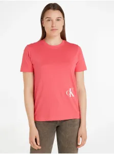 Tričká s krátkym rukávom pre ženy Calvin Klein Jeans - tmavoružová #6067726