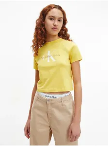 Yellow women's T-shirt with Calvin Klein print - Women