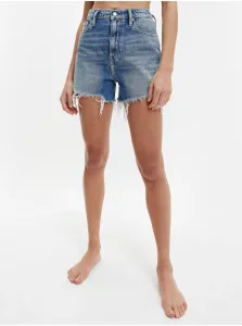 Modré dámske rifľové kraťasy Calvin Klein Mom Shorts
