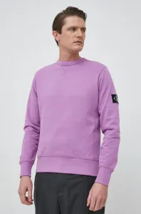 Bavlnená mikina Calvin Klein Jeans pánska, fialová farba, jednofarebná