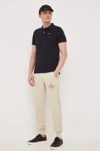 Bavlnené tepláky Calvin Klein Jeans béžová farba, jednofarebné
