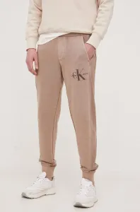 Bavlnené tepláky Calvin Klein Jeans hnedá farba, jednofarebné