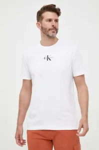 Bavlnené tričko Calvin Klein Jeans biela farba, s potlačou #8660038