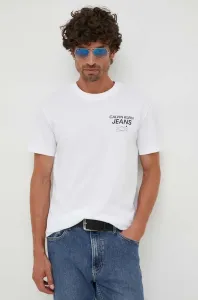 Bavlnené tričko Calvin Klein Jeans biela farba, s potlačou #8764308