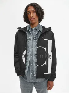 Black Men's Patterned Lightweight Hooded Jacket Calvin Klein Jeans - Men's #201849