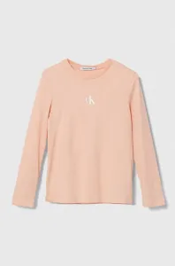 Detská bavlnená košeľa s dlhým rukávom Calvin Klein Jeans ružová farba