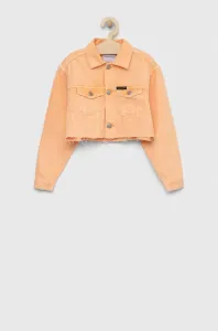 Detská rifľová bunda Calvin Klein Jeans oranžová farba