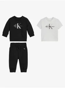 Sada detskej mikiny, teplákov a tričká v bielej a čiernej farbe Calvin Klein Jeans #6218894