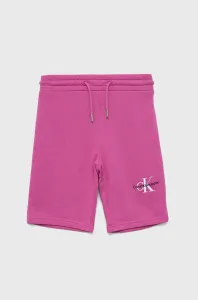 Detské bavlnené šortky Calvin Klein Jeans ružová farba, s nášivkou, nastaviteľný pás #9414272