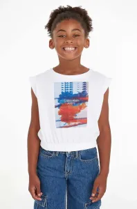 Detské bavlnené tričko Calvin Klein Jeans biela farba #7523389