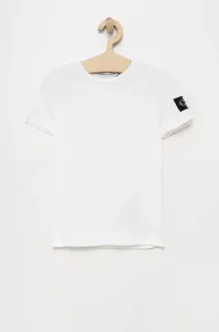 Detské bavlnené tričko Calvin Klein Jeans biela farba, jednofarebné #5339622