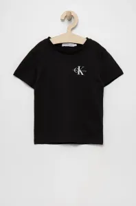 Detské bavlnené tričko Calvin Klein Jeans čierna farba, s potlačou #198538
