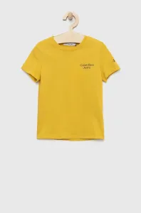 Detské bavlnené tričko Calvin Klein Jeans žltá farba, s potlačou #6879312