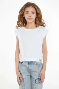 Detský bavlnený top Calvin Klein Jeans biela farba