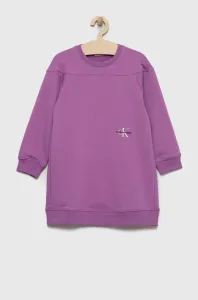 Dievčenské šaty Calvin Klein Jeans fialová farba, mini, rovný strih