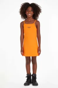 Dievčenské šaty Calvin Klein Jeans oranžová farba, mini, áčkový strih #7523290