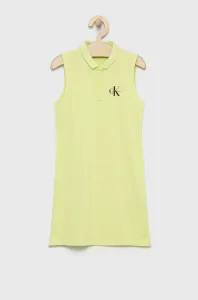 Dievčenské šaty Calvin Klein Jeans zelená farba, mini, rovný strih #7353715
