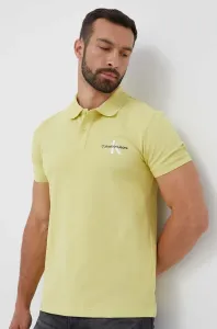Polo tričko Calvin Klein Jeans pánske, žltá farba, s potlačou