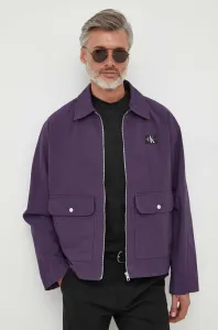 Rifľová bunda Calvin Klein Jeans pánska, fialová farba, prechodná, oversize #8920572