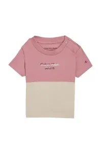 Tričko pre bábätko Calvin Klein Jeans ružová farba, vzorovaný