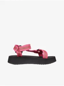 Sandále Calvin Klein Jeans PREFRESATO SANDAL WEBBING XRAY dámske, ružová farba, na platforme, YW0YW00969