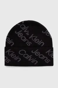 Bavlnená čiapka Calvin Klein Jeans čierna farba, z tenkej pleteniny, bavlnená #8766571