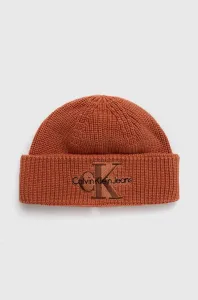 Bavlnená čiapka Calvin Klein Jeans hnedá farba, z hrubej pleteniny, bavlnená