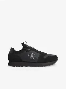 Calvin Klein RUNNER SOCK LACEUP NY-LTH Pánska voľnočasová obuv, čierna, veľkosť 42