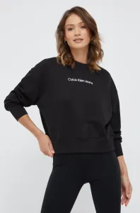 Bavlnená mikina Calvin Klein Jeans dámska, čierna farba, s potlačou #4289402