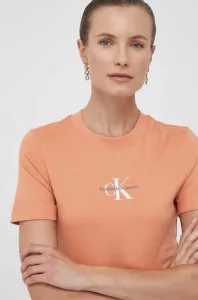 Bavlnené tričko Calvin Klein Jeans oranžová farba #8657484