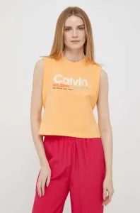 Bavlnený top Calvin Klein Jeans oranžová farba