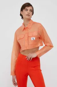 Bunda Calvin Klein Jeans dámska, oranžová farba, prechodná #8739023
