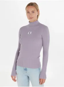 Sveter Calvin Klein Jeans dámsky, fialová farba, s rolákom