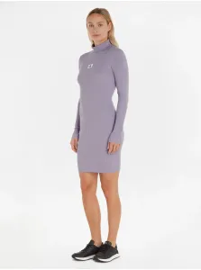 Svetlo fialové dámske svetrové šaty s rolákom Calvin Klein Jeans
