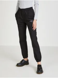 Bavlnené nohavice Calvin Klein Jeans dámske, čierna farba, jednofarebné