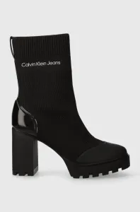 Členkové topánky Calvin Klein Jeans PLATFORM KNIT SOCK KNIT WN dámske, čierna farba, na podpätku, YW0YW01196 #8766338
