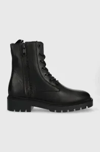 Kožené členkové topánky Calvin Klein Jeans dámske, čierna farba, na platforme #8900117