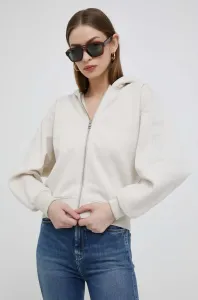 Mikina Calvin Klein Jeans dámska, béžová farba, s kapucňou, s potlačou #8733466