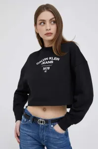 Mikina Calvin Klein Jeans dámska, čierna farba, s potlačou #9341019