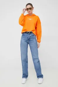 Mikina Calvin Klein Jeans dámska, oranžová farba, s kapucňou, s nášivkou #6985357