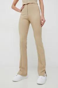 Nohavice Calvin Klein Jeans dámske, béžová farba, rovné, vysoký pás