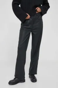 Nohavice Calvin Klein Jeans dámske, čierna farba, rovné, vysoký pás